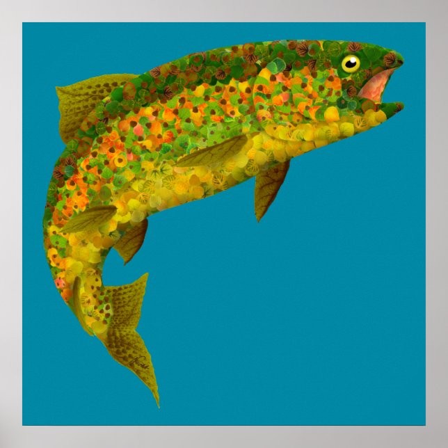 Póster Trucha arco iris de hoja de lápiz 3 (Frente)
