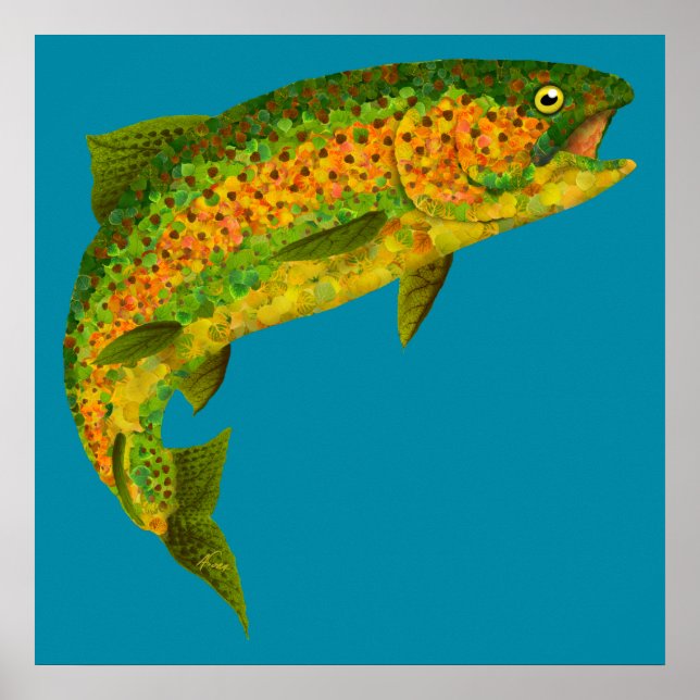 Póster Trucha arco iris de hoja de lápiz 4 (Frente)