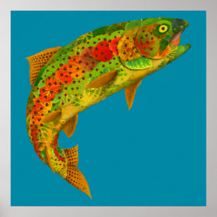 Póster Trucha arco iris de hoja de lápiz 5
