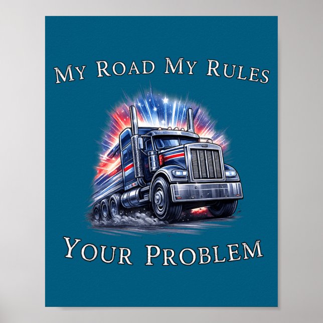 Póster Trucker American Flag Truck Driver  (Frente)