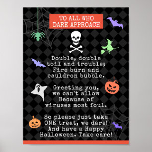 Póster Truco de Halloween o tratamiento de poema pandémic