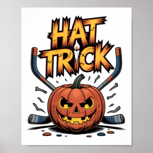 Póster Truco de Hockey Halloween Calabaza Espeluznante Ho
