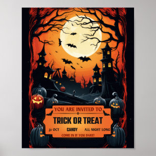 Póster Truco espeluznante o Poster de invitaciones para t