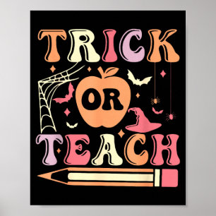 Póster Truco o enseña profesor de Halloween 