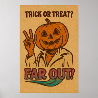 Póster ¿Truco o trato? | Calabaza Retro Halloween