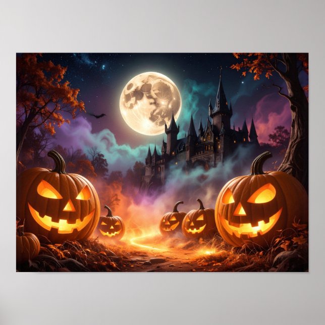 Póster Truco o trato de la fiesta de Halloween (Frente)