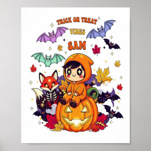 Póster Truco o trato Halloween lindo