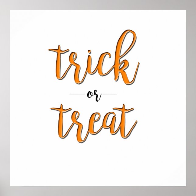 Póster truco o trato halloween naranja negro simple (Frente)