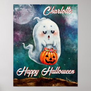 Póster Truco o trato, los fantasmas son dulces Halloween