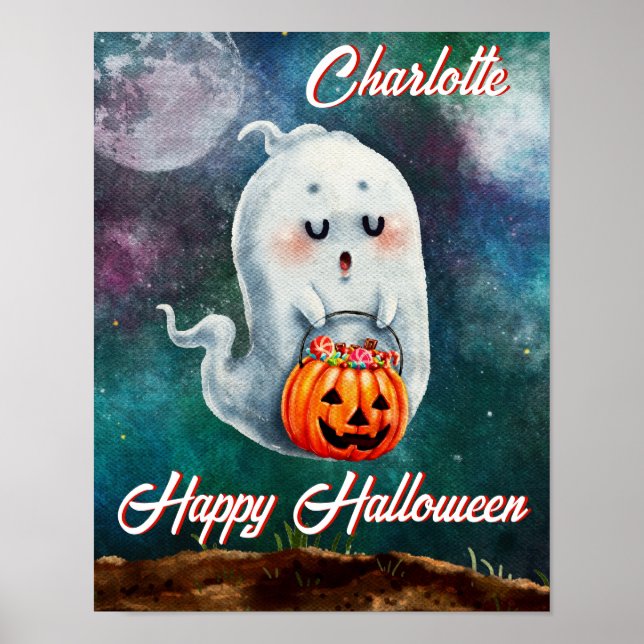Póster Truco o trato, los fantasmas son dulces Halloween (Frente)