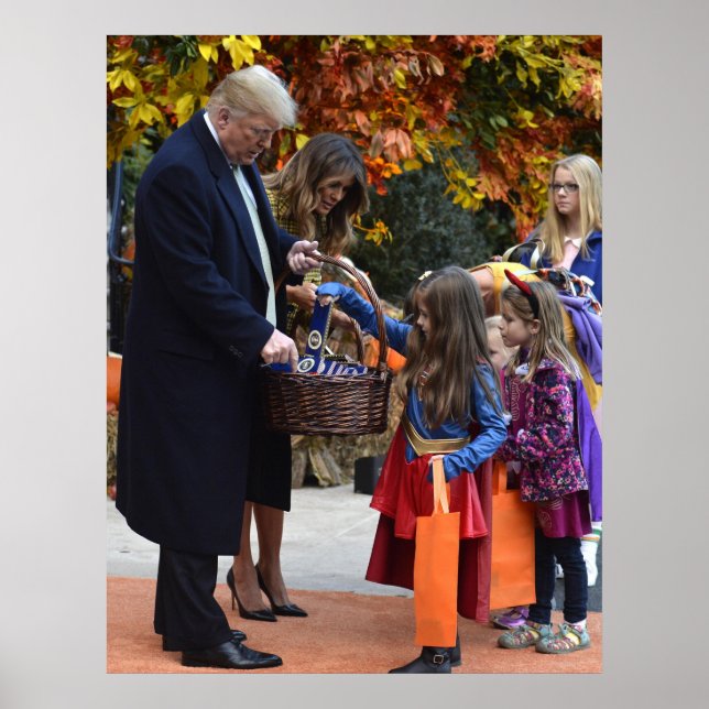 Póster Truco o trato retrato de Halloween de Donald Trump (Frente)
