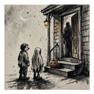 Póster Truco o trato Terror de Halloween