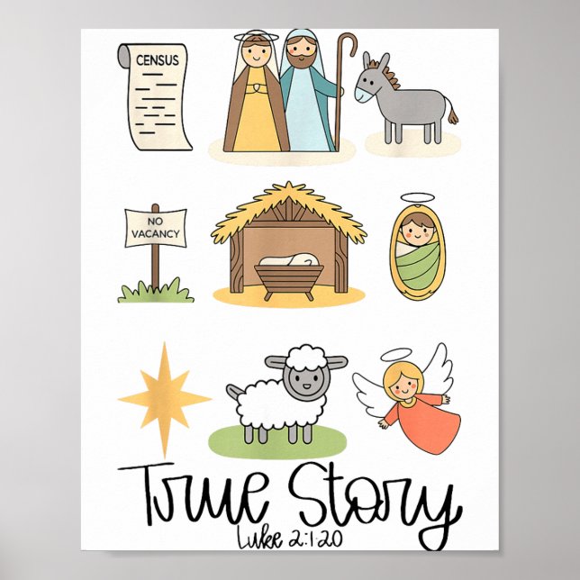 Póster True Story Jesus Nativity Christian Christmas  (Frente)