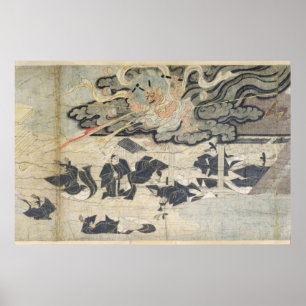 Póster Trueno Demon, Santuario Tenjin, Periodo Kamakura
