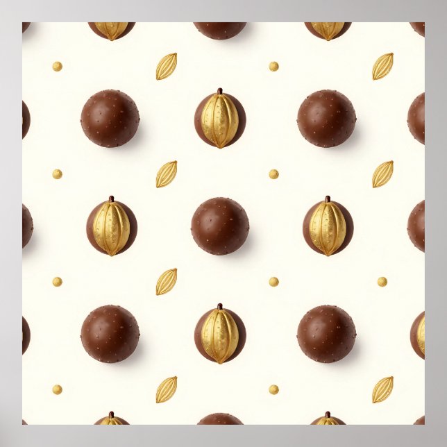 Póster Trufas de Chocolate de Lujo Patrón Continuo (Frente)