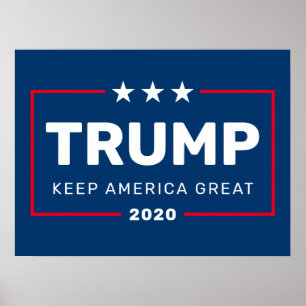 Póster Trump 2020 Keep America Great - modern blue red