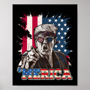 Póster Trump 2024 4 De Julio Bandera Patriótica Estadouni