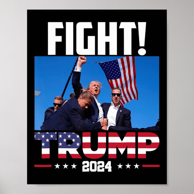 Póster Trump 2024 lucha contra el primer mitin de Trump (Frente)