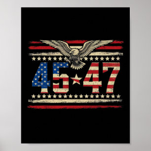 Póster Trump 2024 Presidente 45 Y 47 Bandera Estadouniden