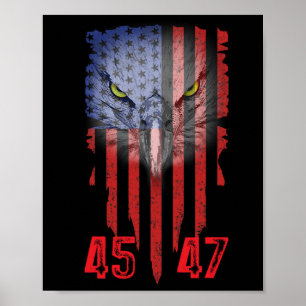 Póster Trump 2024 Presidente 45 Y 47 Bandera Estadouniden