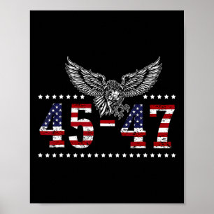 Póster Trump 2024 Presidente 45 Y 47 Bandera Estadouniden