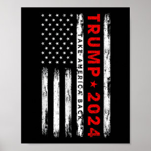 Póster Trump 2024 Recuperemos América Bandera Americana P