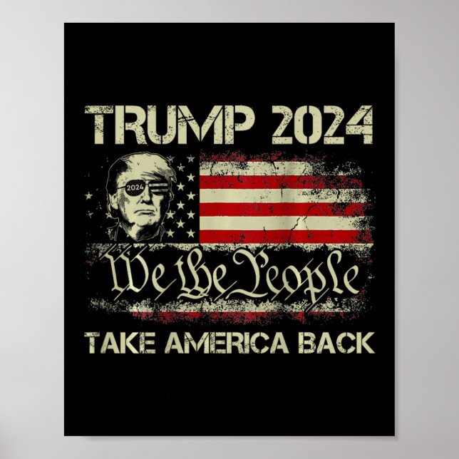 Póster Trump 2024 recuperó la bandera estadounidense (a l (Frente)