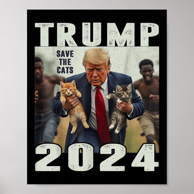 Póster Trump 2024 Salva El Debate De Los Gatos (Frente)