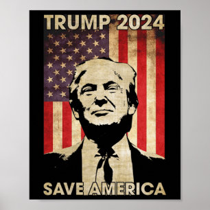 Póster Trump 2024 Salve la elección de la bandera estadou