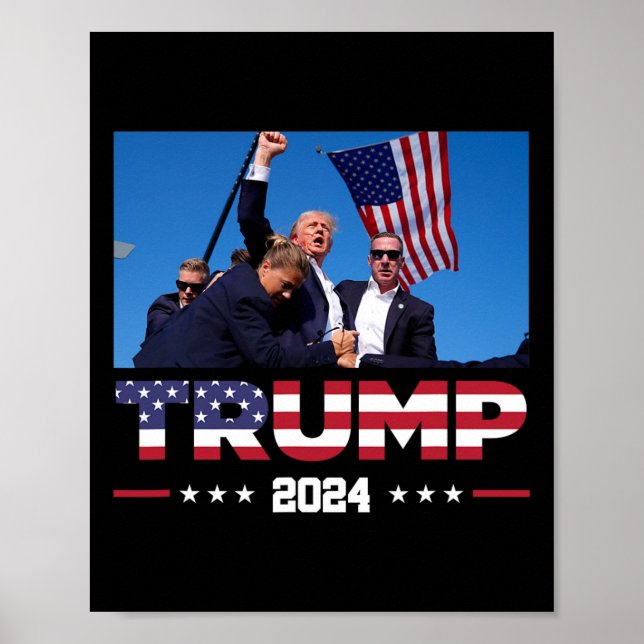 Póster Trump 2024 sobrevivió a tiros en mitin electoral (Frente)