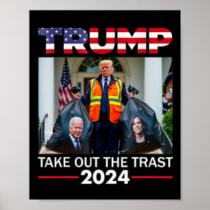 Póster Trump 2025 Saca la Basura Divertido Trump Basura 