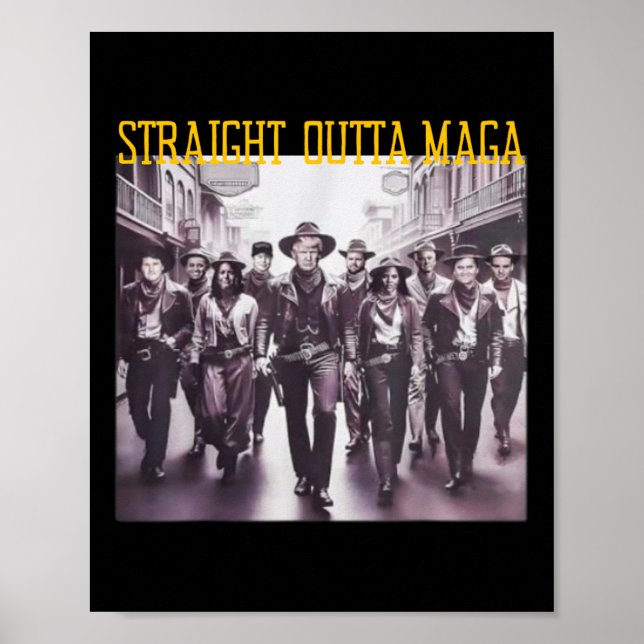 Póster Trump 20 con equipo de vaqueros mega occidental (Frente)