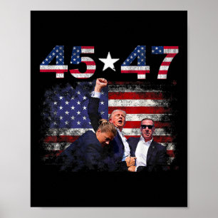 Póster Trump 45 47 Fight Fight Inauguration Day 2012