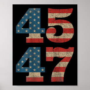 Póster Trump 45 47 Retro 4547 bandera estadounidense vint