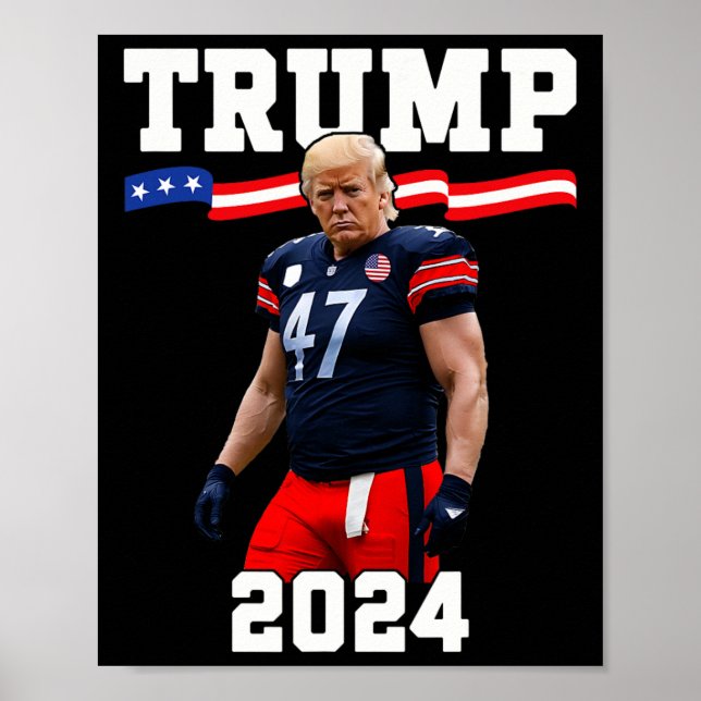 Póster Trump 47 Football Jersey 2024 Bandera estadouniden (Frente)