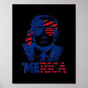 Póster Trump 4 De Julio Merica Hombres Mujeres Usa Bander