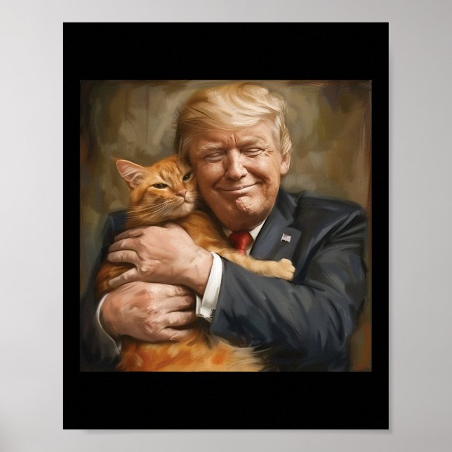 Póster Trump Abrazando Un Gato Naranja 2024 (Frente)