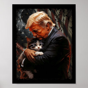Póster Trump Abrazando Un Gato Naranja 2024 Hace Que Los