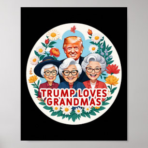 Póster Trump ama a las abuelas Día de la Madre