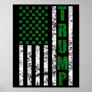 Póster Trump Bandera Americana Vintage St Patricks Day Sh