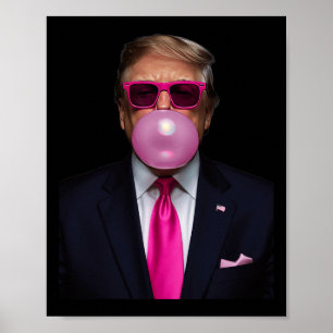 Póster Trump Bubble Gum Shirt 2024 Vota al presidente Fun
