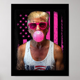 Póster Trump Bubble Gum Sungles rosados Bandera Estadouni