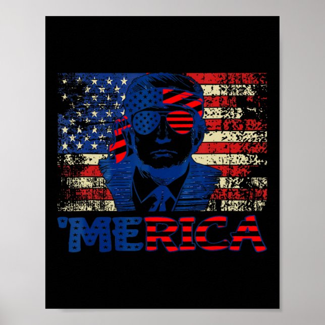 Póster Trump Camisetas 4 De Julio Fla Estadounidense (Frente)