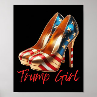 Póster Trump Chica de alto talón Stilettos Bandera Estado
