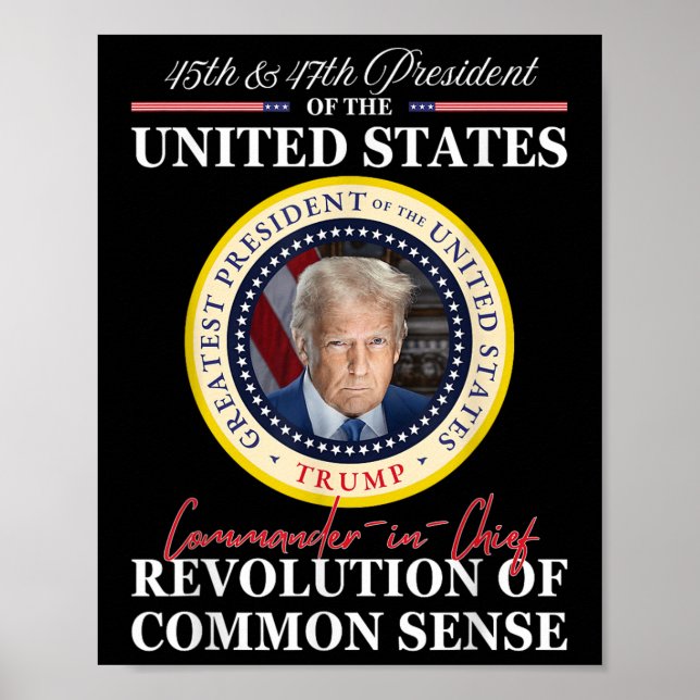 Póster Trump Comandante en Jefe 45 47 Revolución de (Frente)