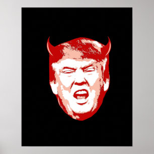 Póster Trump con la cabeza del diablo - Anti-Trump -