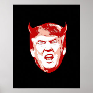 Póster Trump con la cabeza del diablo - Anti-Trump -