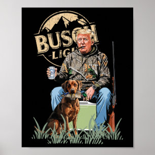Póster Trump con lechón de perro cazando camo Preside