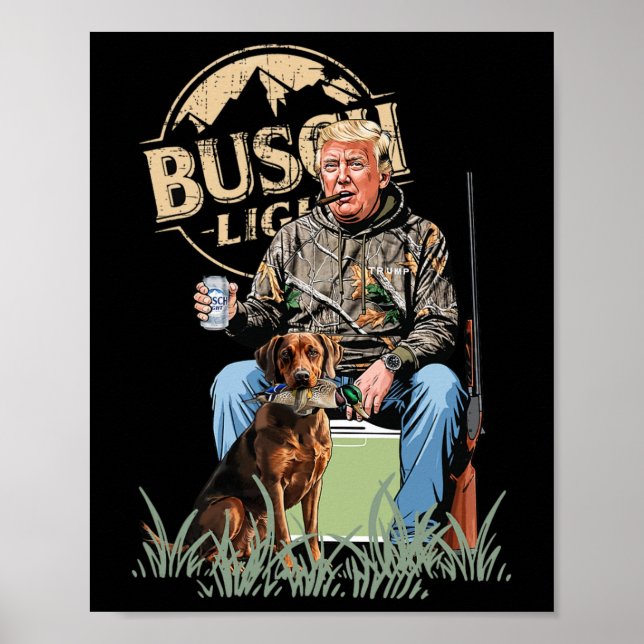 Póster Trump con lechón de perro cazando camo Preside (Frente)