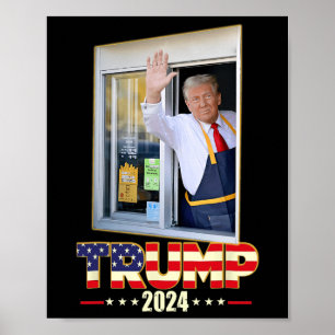 Póster Trump con un trabajador de Mc Donald Trump vota po